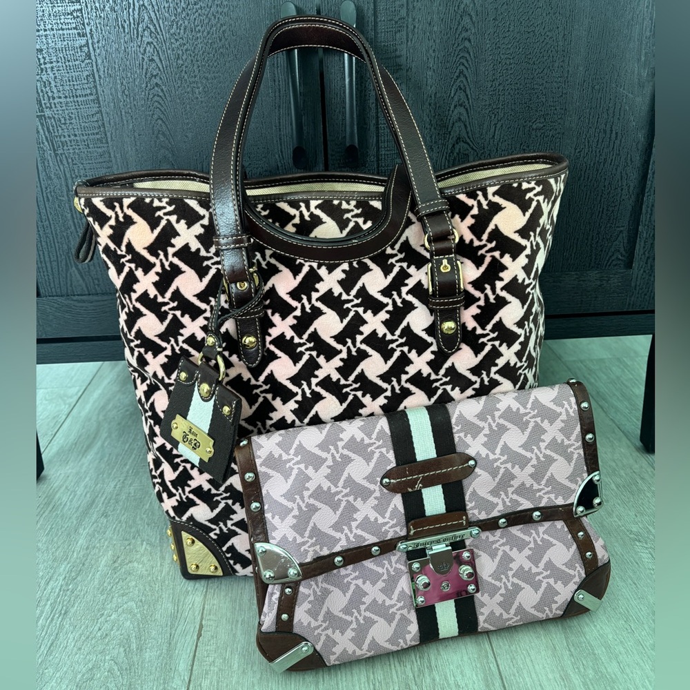 Vintage Juicy Couture Y2K 🌟💗 Brown and Pink velvet tote set 💝